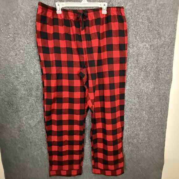 Wondershop Men’s Pajama Pants Black Red Check Men XL Drawstring Waist Pockets - Picture 1 of 9